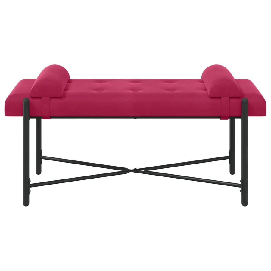 Banc capitonné à boutons avec coussins Bordeaux Velours - 6