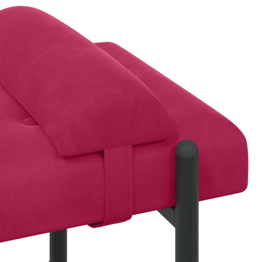 Banc capitonné à boutons avec coussins Bordeaux Velours - 7