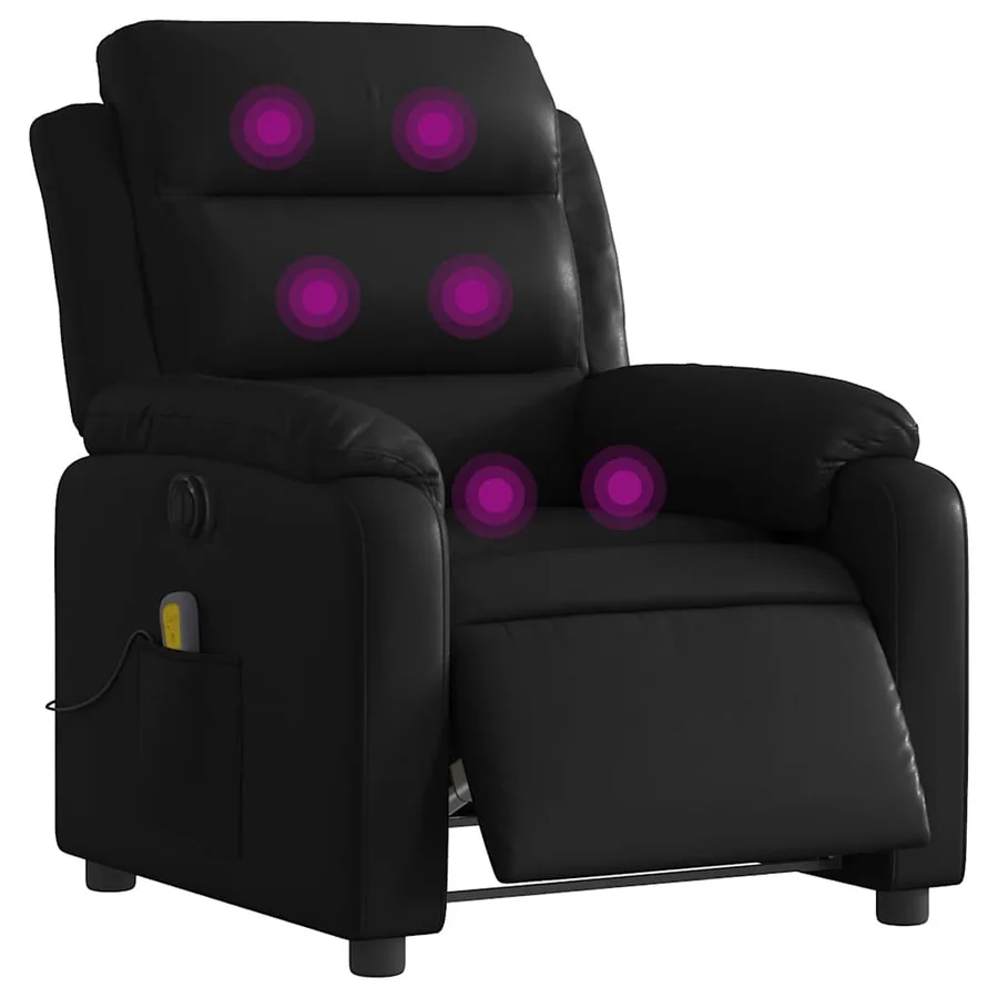 Fauteuil de massage inclinable électrique noir similicuir - 3