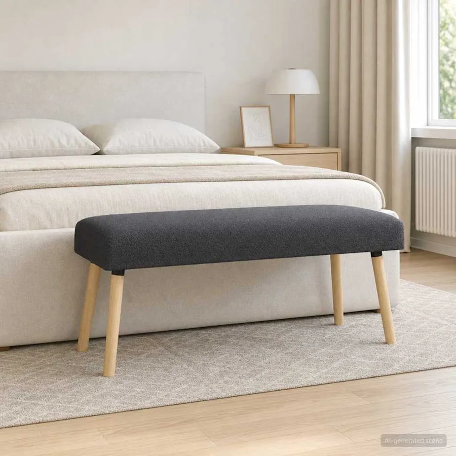 banc Uni Gris foncé 110 x 40 x 46 cm Bouclé - 3