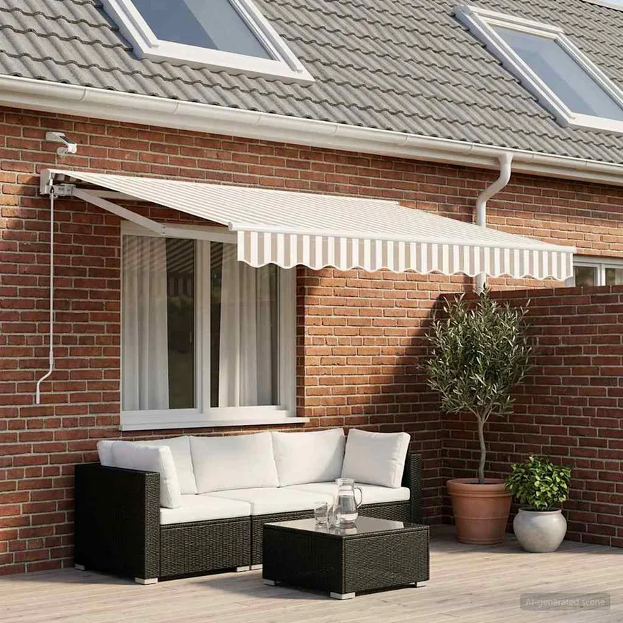 Auvent rétractable électrique Gris clair et blanc 3,5 x 2,5 m - 3