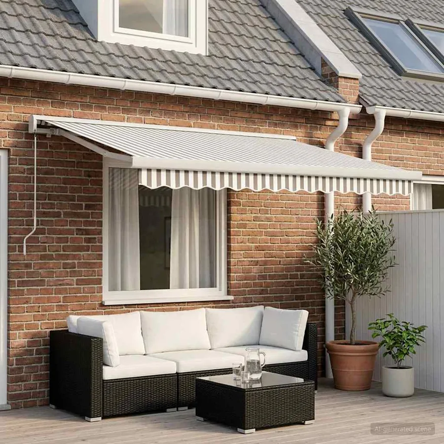Auvent rétractable Gris clair et blanc 350 x 250 cm