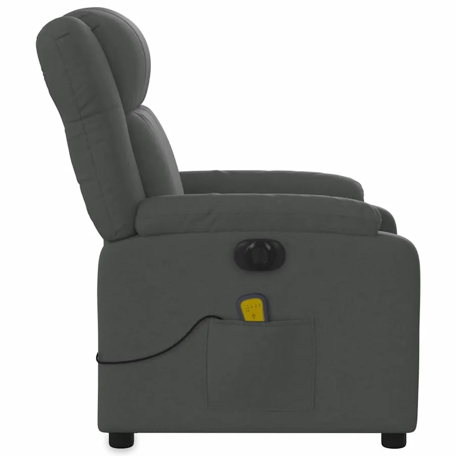 Fauteuil inclinable de massage électrique gris foncé tissu - 10