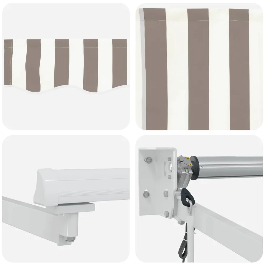 Auvent rétractable électrique Gris clair et blanc - 5