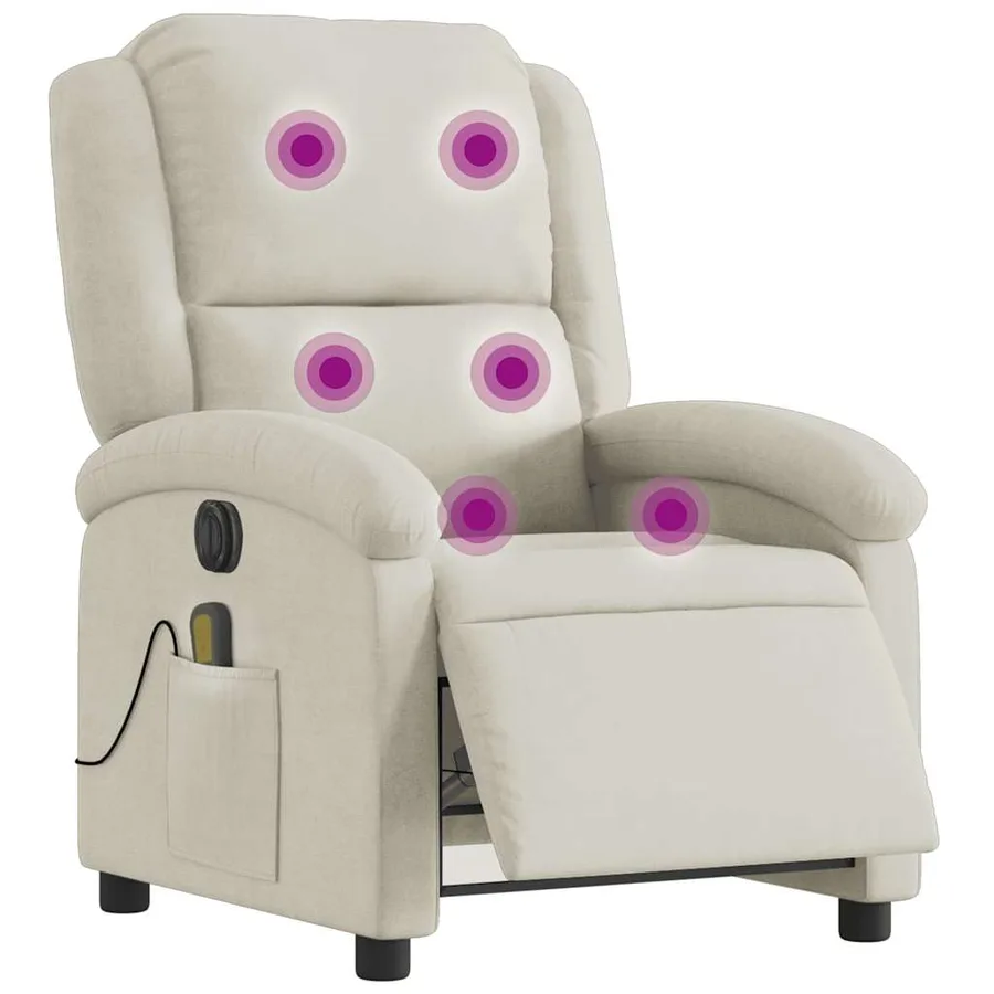 Fauteuil inclinable de massage électrique crème velours - 4
