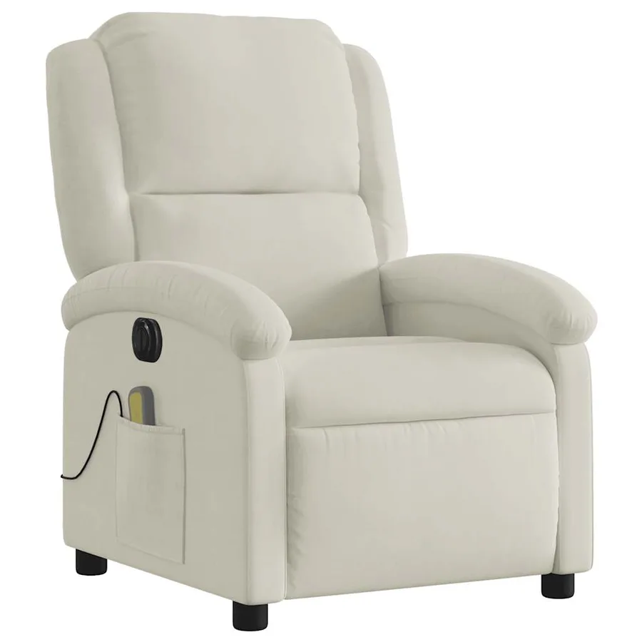 Fauteuil inclinable de massage électrique crème velours - 5
