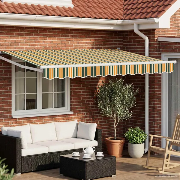 Auvent rétractable Vert et jaune 2,5 x 2 m