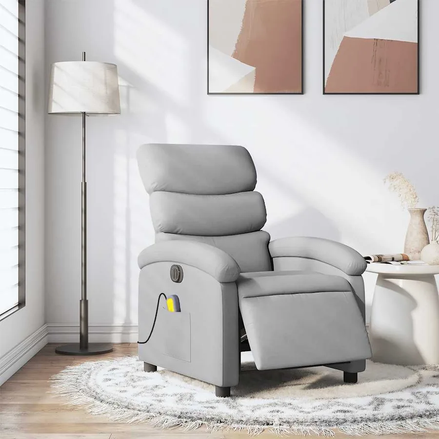 Fauteuil de massage inclinable électrique gris clair tissu - 16
