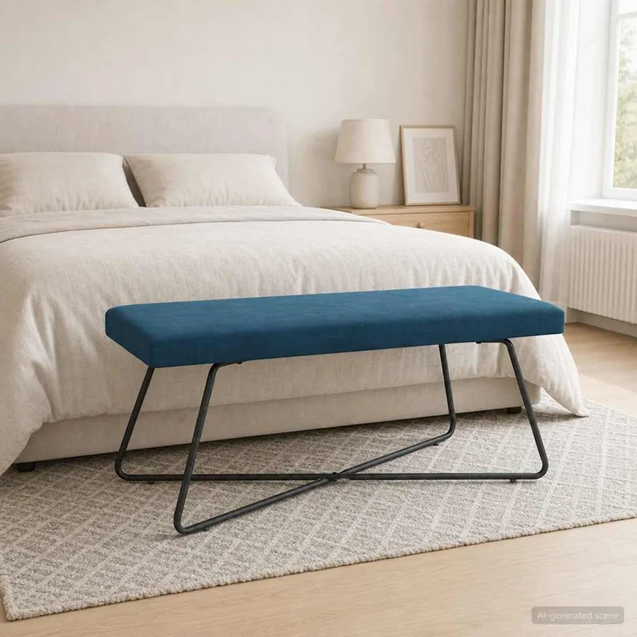 banc Bleu 110 x 40 x 45 cm Velours - 3