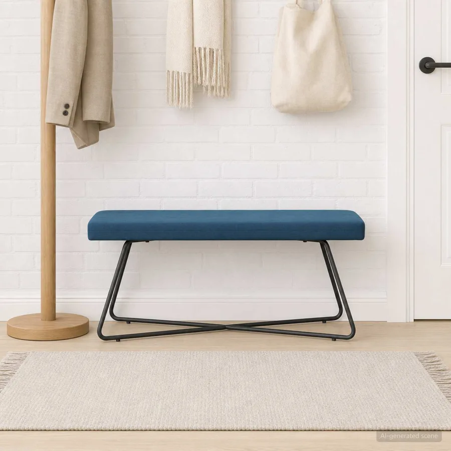 banc Bleu 110 x 40 x 45 cm Velours - 4
