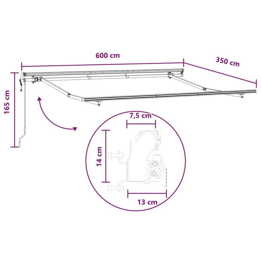 Auvent rétractable Gris clair et blanc 600 × 350 cm - 8