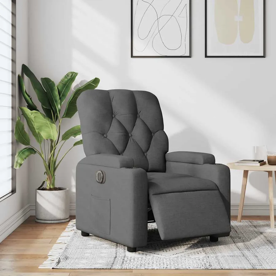 Fauteuil inclinable électrique Gris foncé Tissu - 16