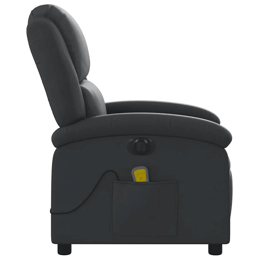 Fauteuil de massage inclinable électrique noir cuir véritable - 10