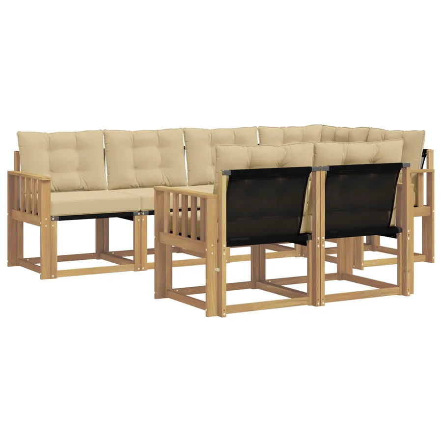 Ensemble de canapés d'extérieur 7 pcs Blanc et Beige - 2