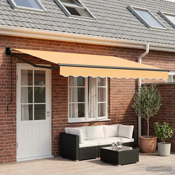 Auvent rétractable Sable 4,5 × 3 m Polyester et métal
