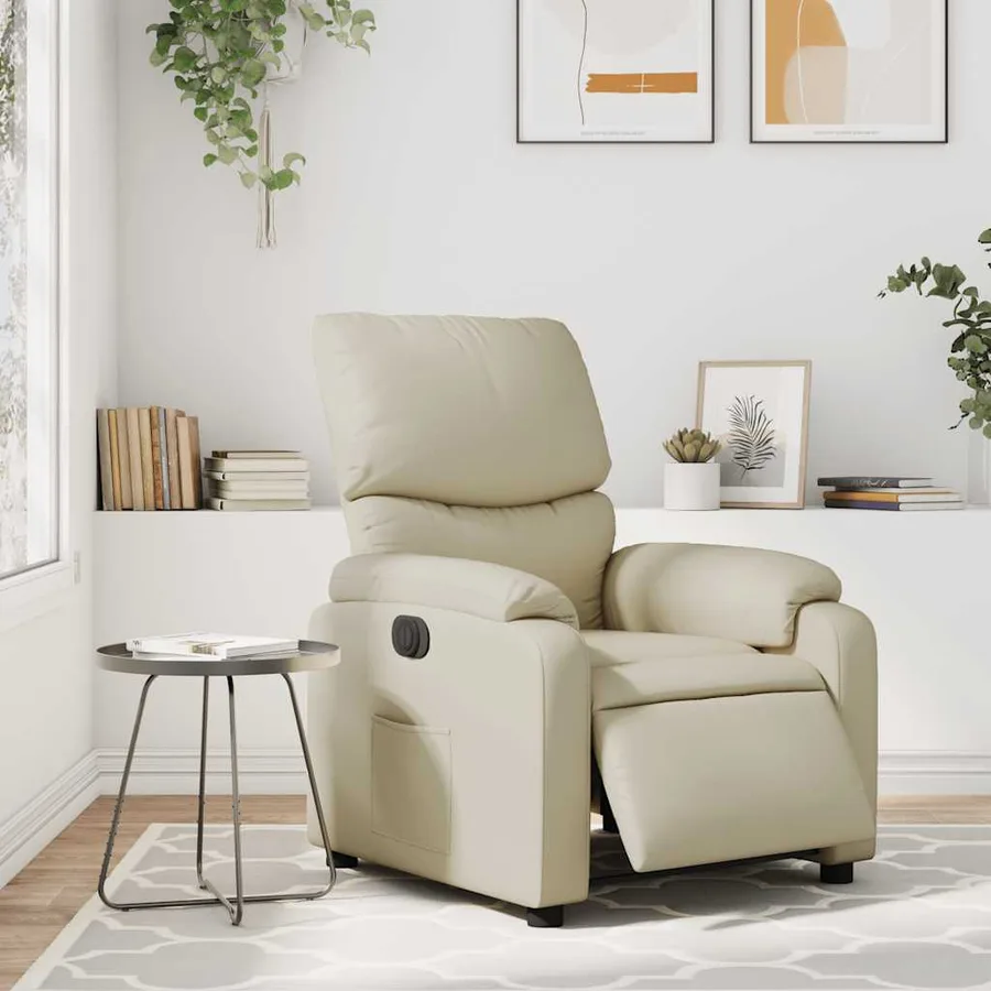 Fauteuil inclinable électrique Crème Similicuir - 16