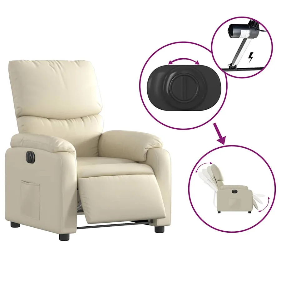 Fauteuil inclinable électrique Crème Similicuir - 6