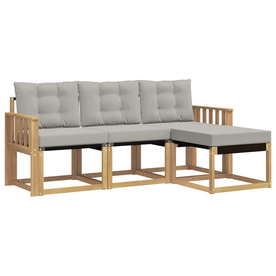 Ensemble de canapés d'extérieur 4 pcs Blanc et gris clair - 2