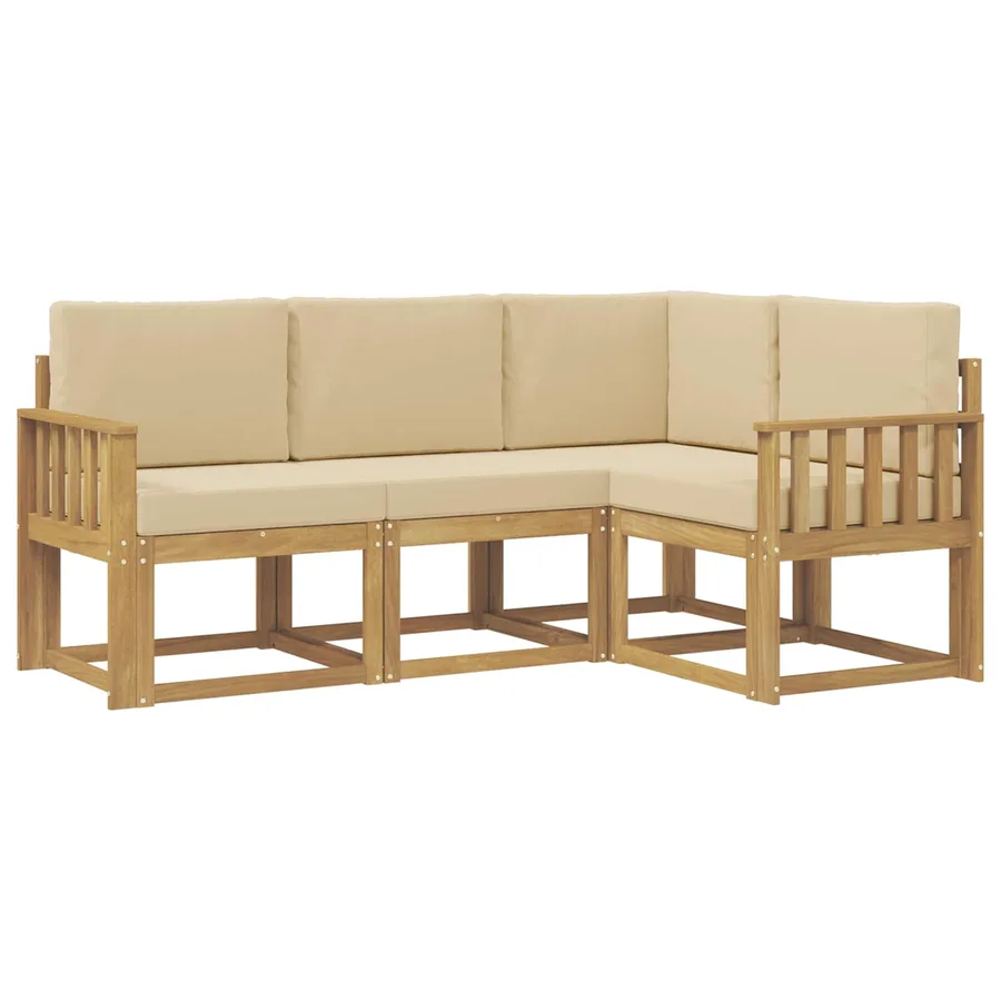 Ensemble de canapés d'extérieur 4 pcs Blanc et Beige - 2