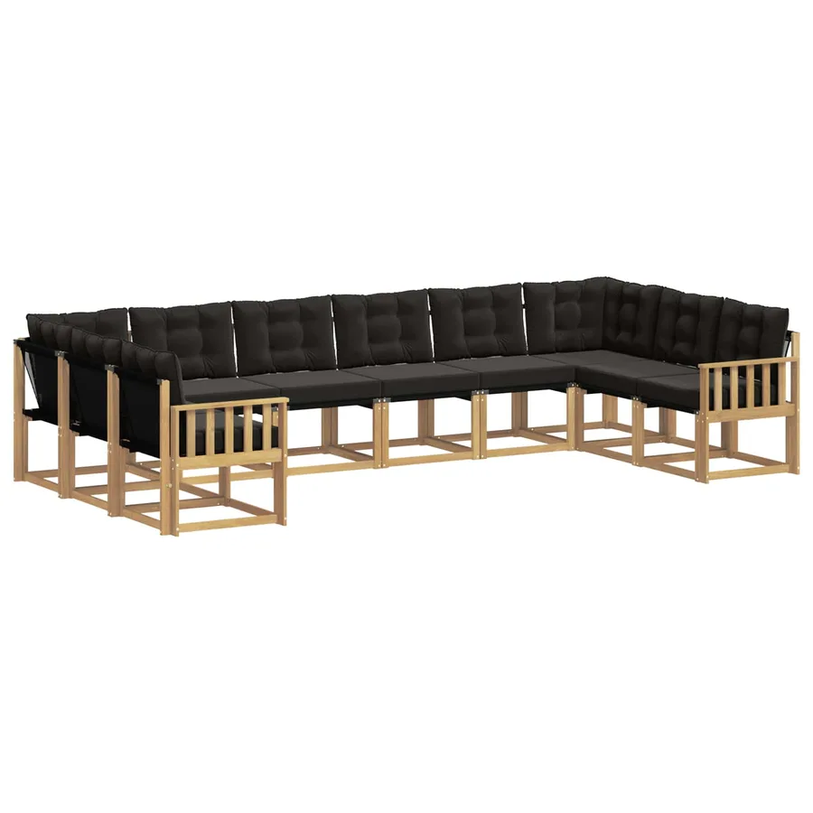 Ensemble de canapés d'extérieur 10 pcs Blanc et noir - 2