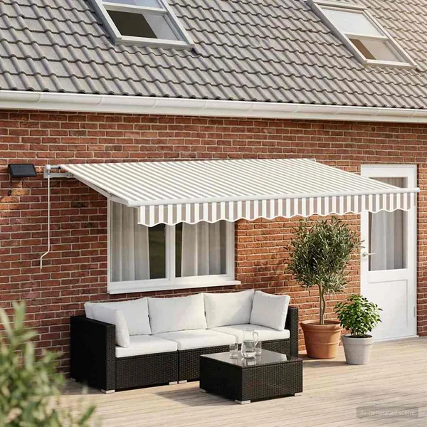 Auvent rétractable Gris clair et blanc 450 × 350 cm