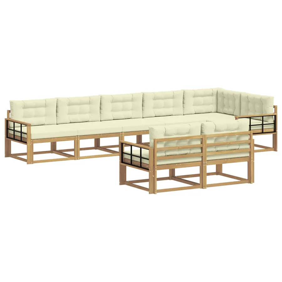 Ensemble de canapés d'extérieur 6 pc Blanc et crème Polyester - 2
