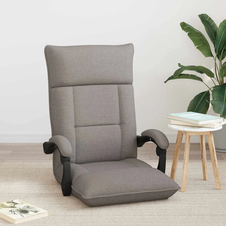 Fauteuil de sol ajustable Taupe Tissu