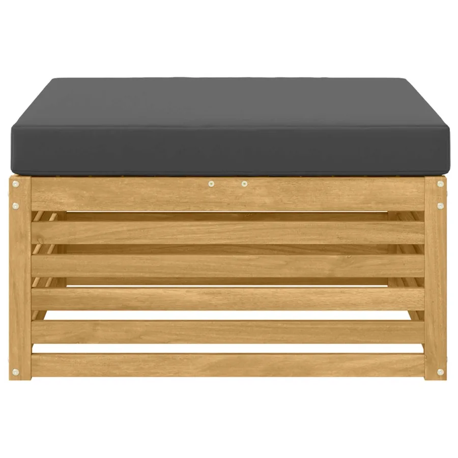 Pouf d'Extérieur Bois d'Acacia Massif Blanc - 3