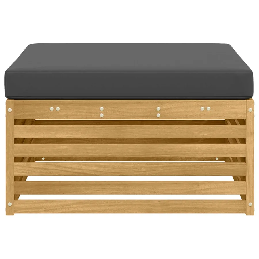 Pouf d'Extérieur Bois d'Acacia Massif Blanc - 4