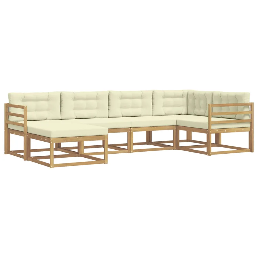 Ensemble de canapés d'extérieur 5 pcs Blanc et crème Polyester - 2