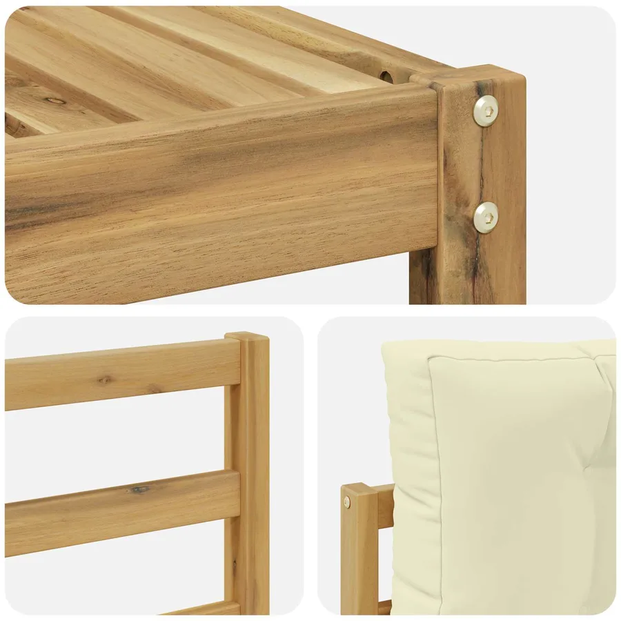 Ensemble de canapés d'extérieur 5 pcs Blanc et crème Polyester - 6
