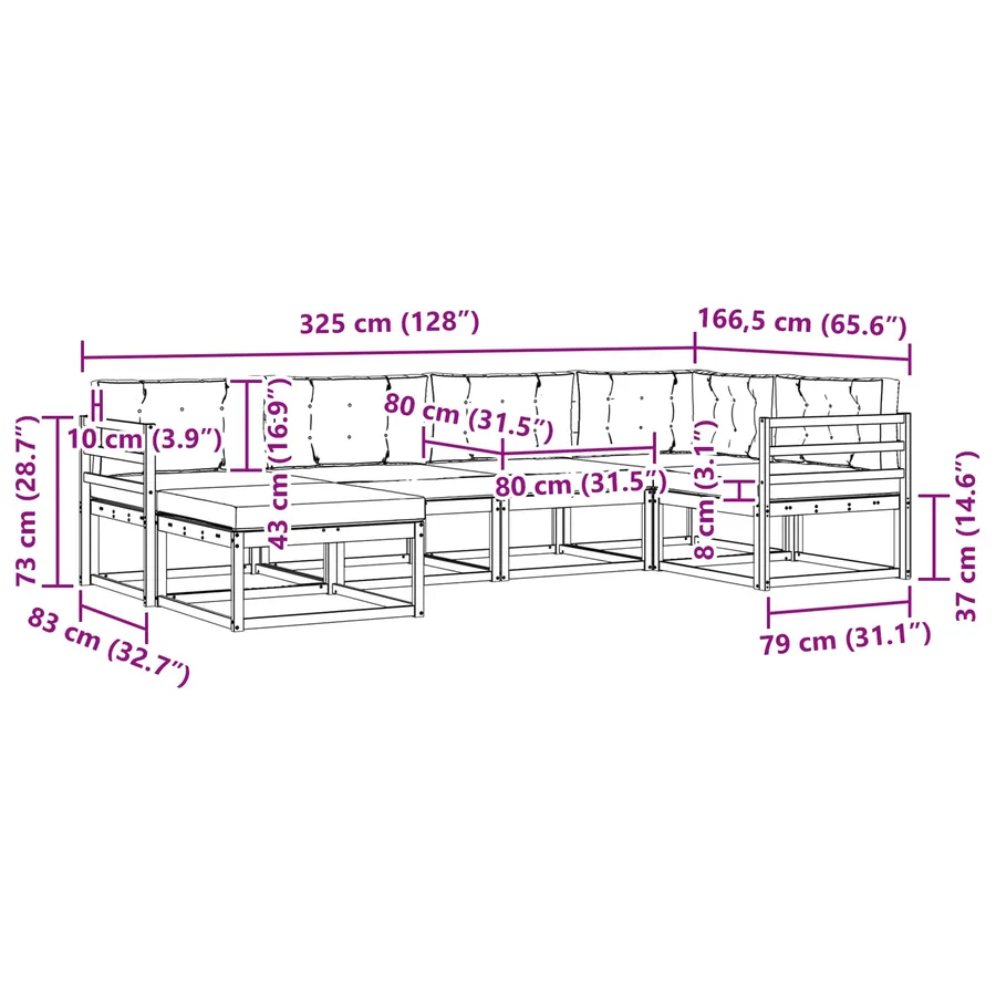 Ensemble de canapés d'extérieur 5 pcs Blanc et crème Polyester - 7
