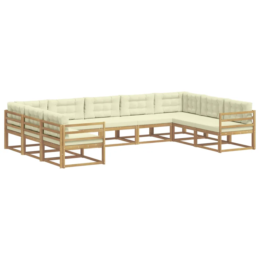 Ensemble de canapés d'extérieur 9 pcs Blanc et crème - 2