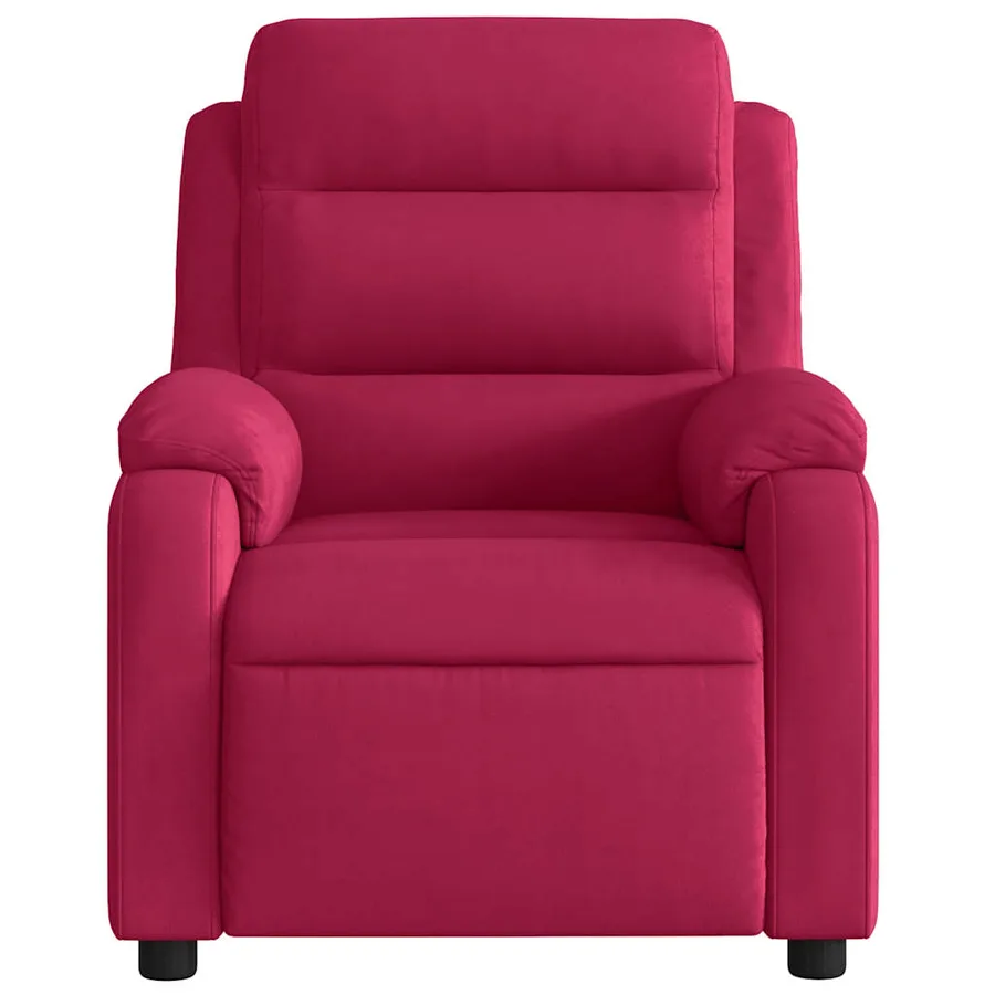 Fauteuil de massage inclinable rouge bordeaux velours - 3