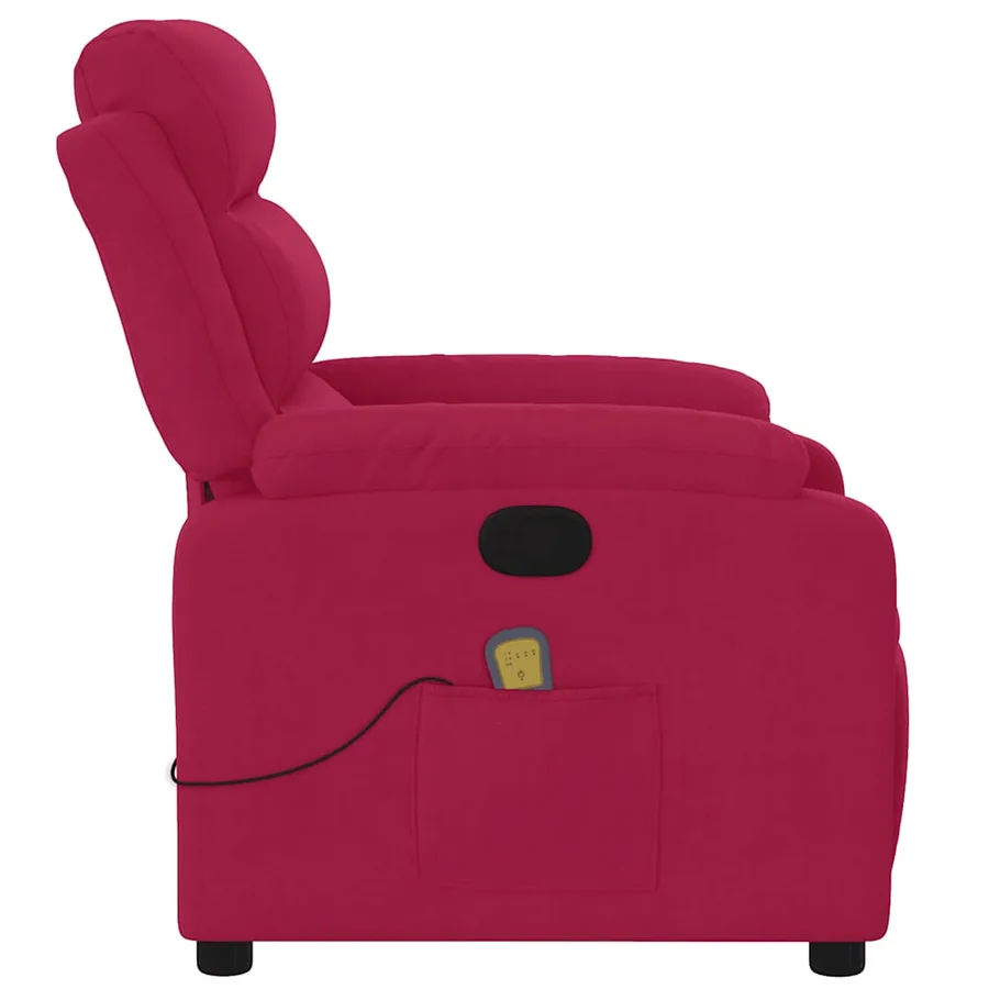 Fauteuil de massage inclinable rouge bordeaux velours - 5