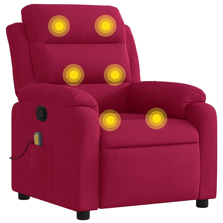 Fauteuil de massage inclinable rouge bordeaux velours - 9