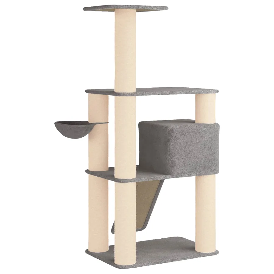 Arbre à chat avec poteaux à griffer en sisal Gris clair 173 cm - 6