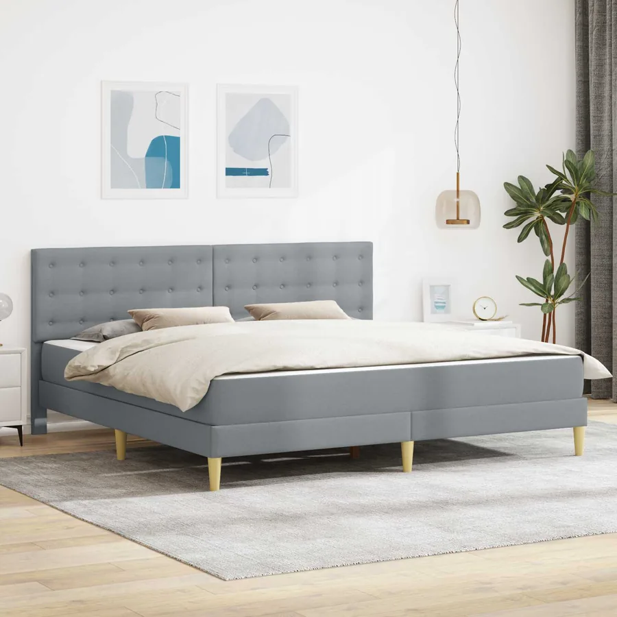 Cadre de lit avec matelas Gris clair 180 x 200 cm tissu
