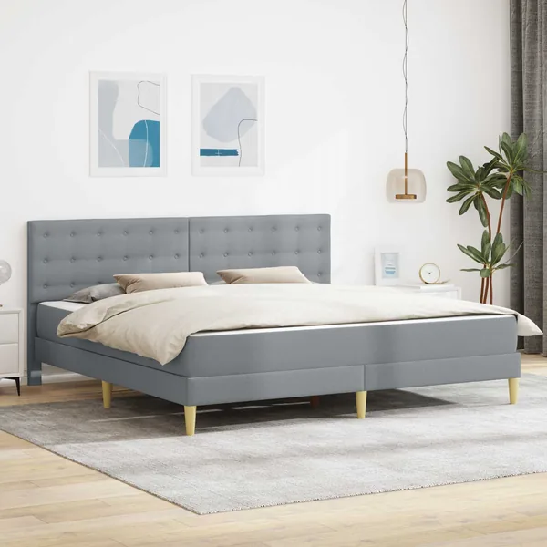 Cadre de lit avec matelas Gris clair 180 x 200 cm tissu