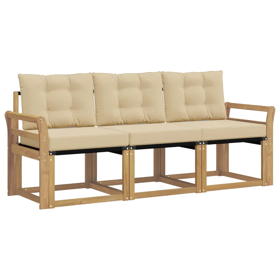 Ensemble de canapés d'extérieur 3 pcs Blanc et Beige - 2