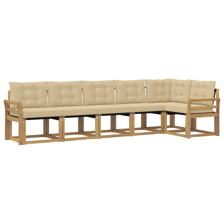 Ensemble de canapés d'extérieur 6 pcs Blanc et Beige - 2