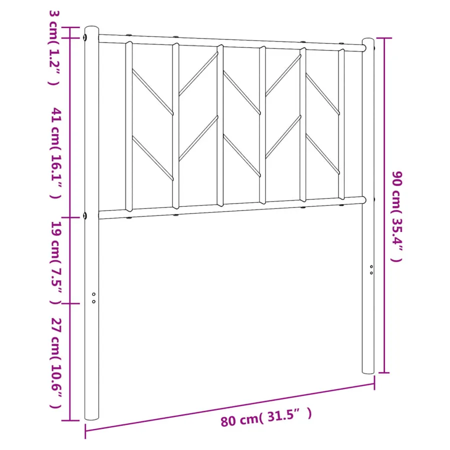 Tête de lit de remplacement métal blanc 75 cm - 7