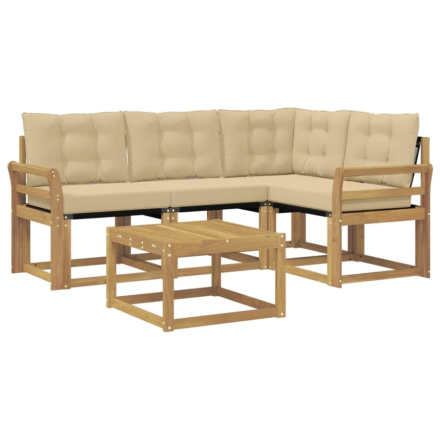 Ensemble de canapés d'extérieur 5 pcs Blanc et Beige - 2