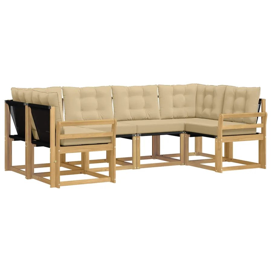 Ensemble de canapés d'extérieur 6 pcs Blanc et Beige - 2