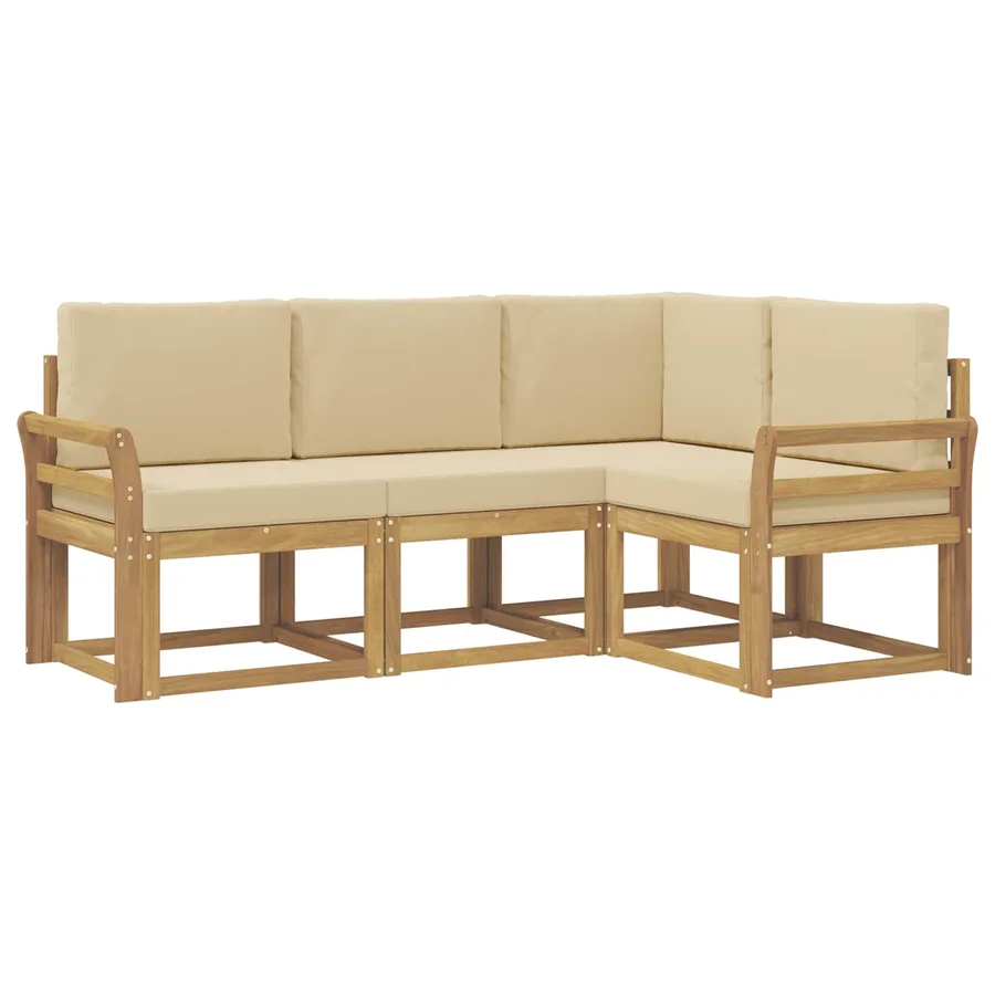 Ensemble de canapés d'extérieur 4 pcs Blanc et Beige - 2