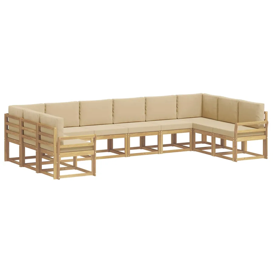 Ensemble de canapés d'extérieur 10 pcs Blanc et Beige - 2