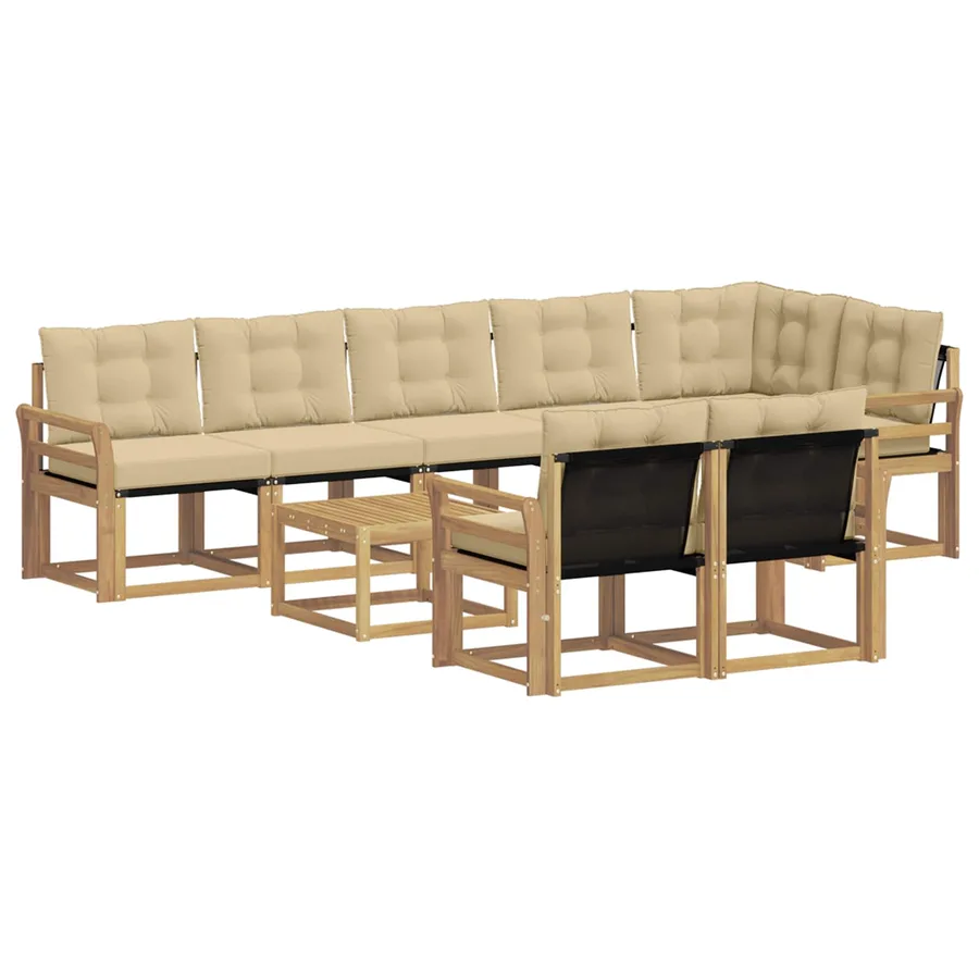 Ensemble de canapés d'extérieur 9 pcs Blanc et Beige - 2