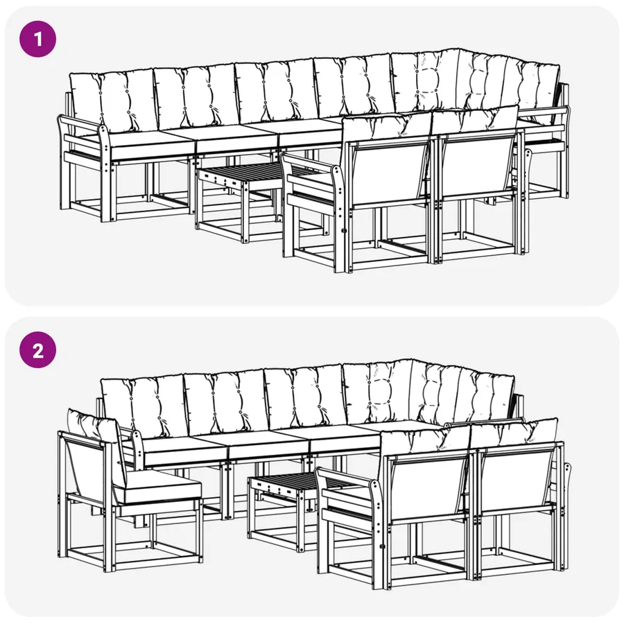 Ensemble de canapés d'extérieur 9 pcs Blanc et Beige - 9