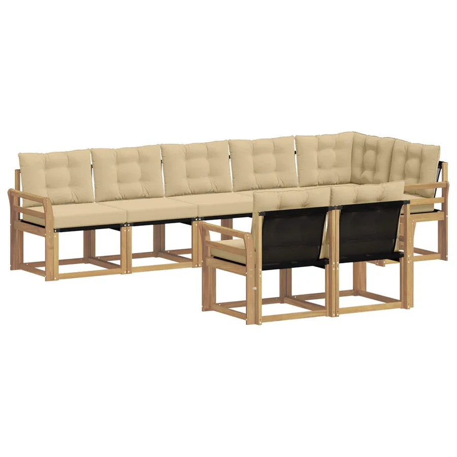 Ensemble de canapés d'extérieur 8 pcs Blanc et Beige - 2