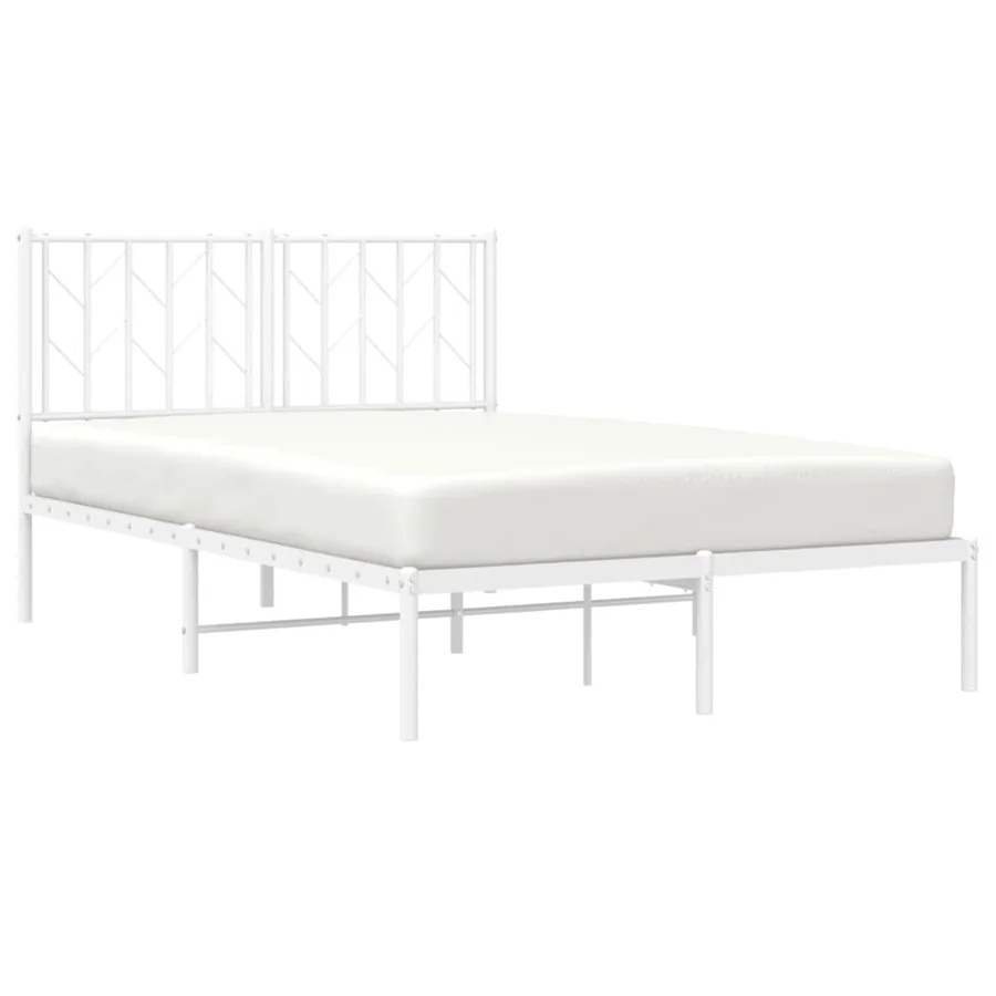 Cadre de lit métal sans matelas et tête de lit blanc 120x190 cm - 3